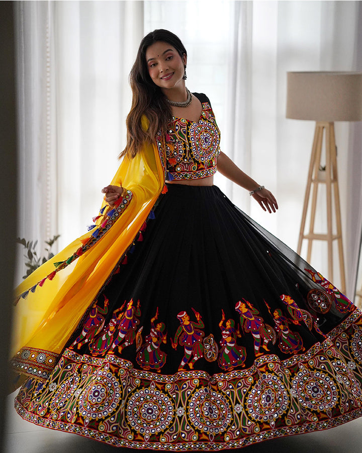 Black Color Georgette Navratri Lehenga Choli