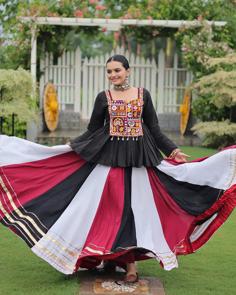 Red Black Color Pure Cotton Navratri Lehenga Choli