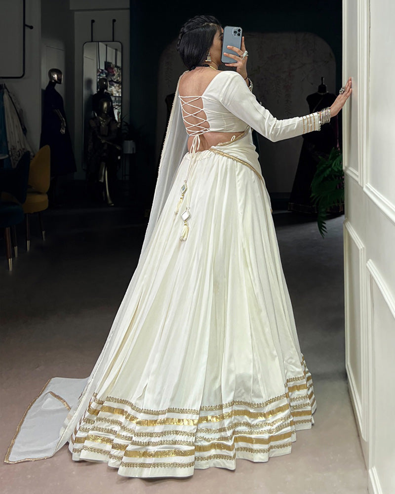 White Color Pure Rayon Navratri Lehenga Choli
