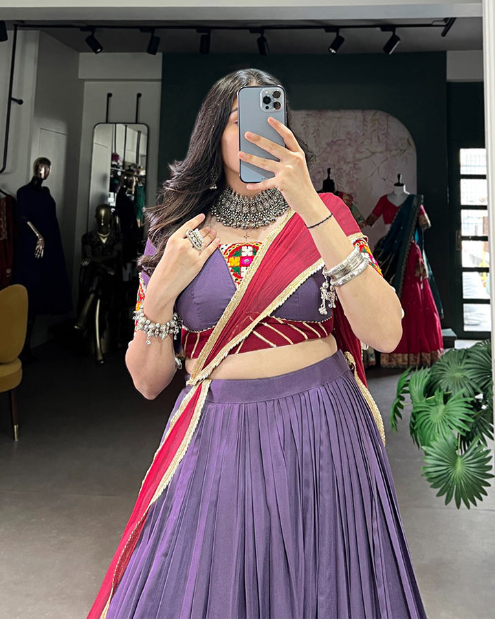 Dusty Mauve Color Rayon Navratri Lehenga Choli