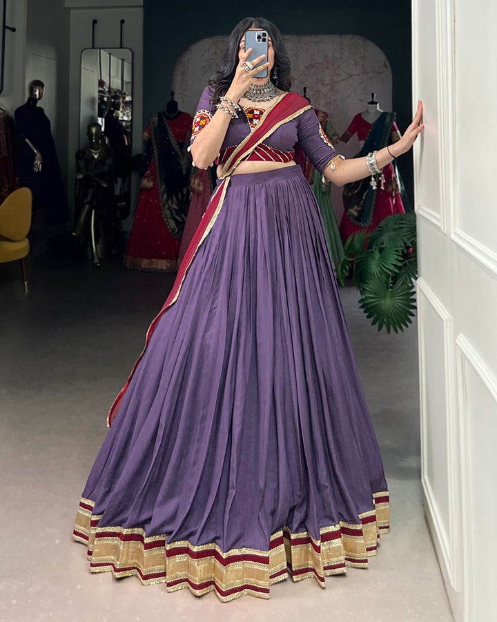 Dusty Mauve Color Rayon Navratri Lehenga Choli