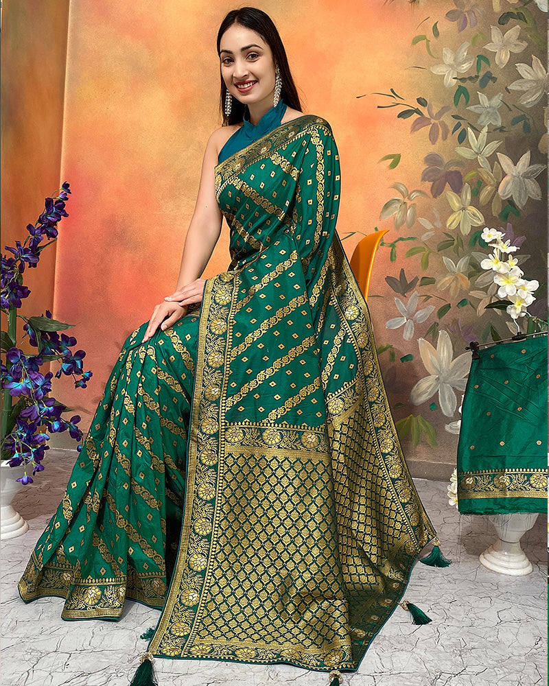 Green Color Viscose Dolla Silk Saree