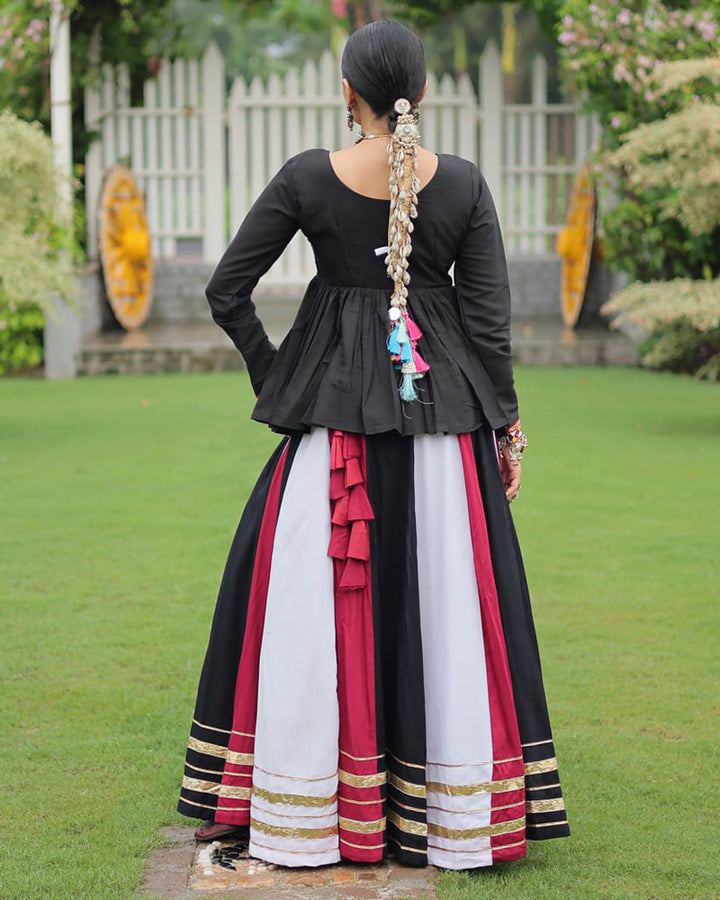 Red Black Color Pure Cotton Navratri Lehenga Choli