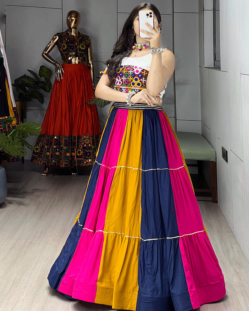 Multi Color Pure Rayon Cotton Navratri Lehenga Choli