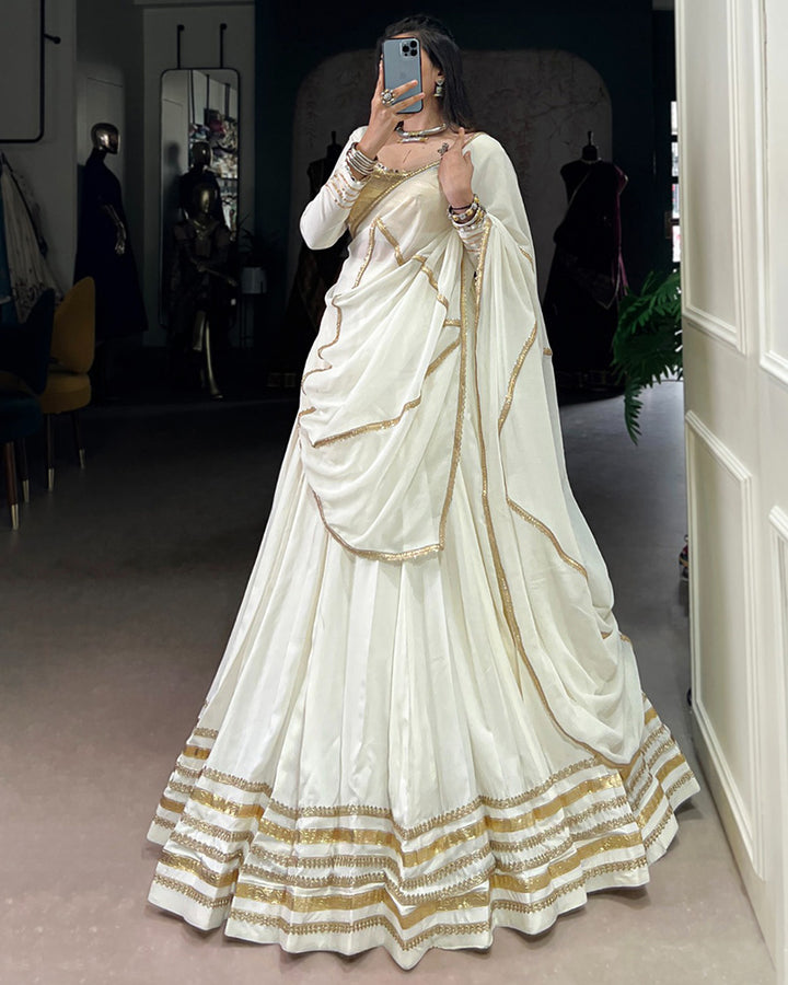 White Color Pure Rayon Navratri Lehenga Choli