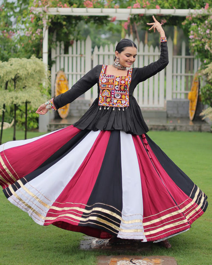 Red Black Color Pure Cotton Navratri Lehenga Choli