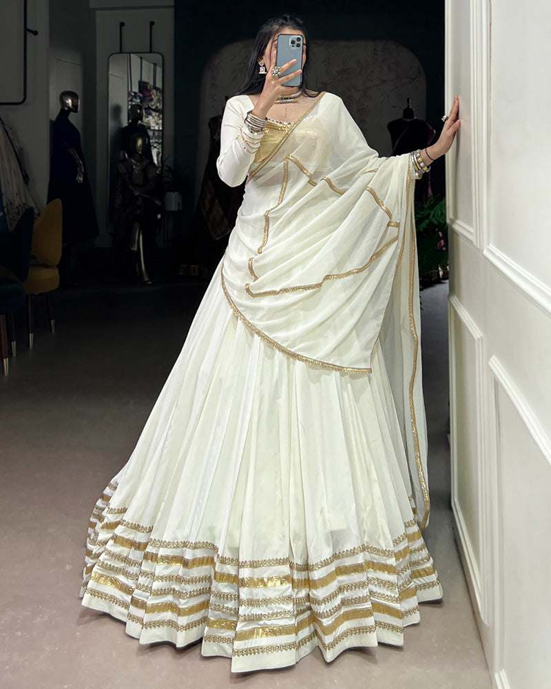 White Color Pure Rayon Navratri Lehenga Choli
