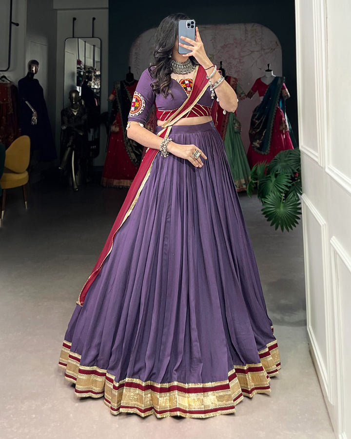 Dusty Mauve Color Rayon Navratri Lehenga Choli