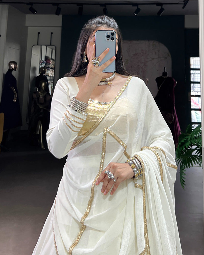 White Color Pure Rayon Navratri Lehenga Choli