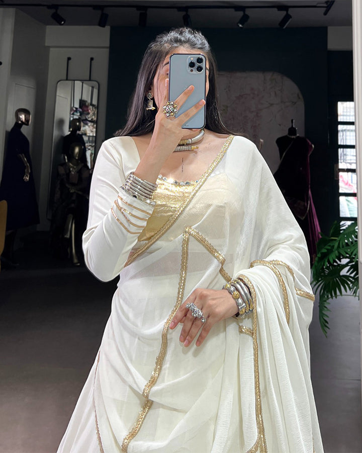 White Color Pure Rayon Navratri Lehenga Choli