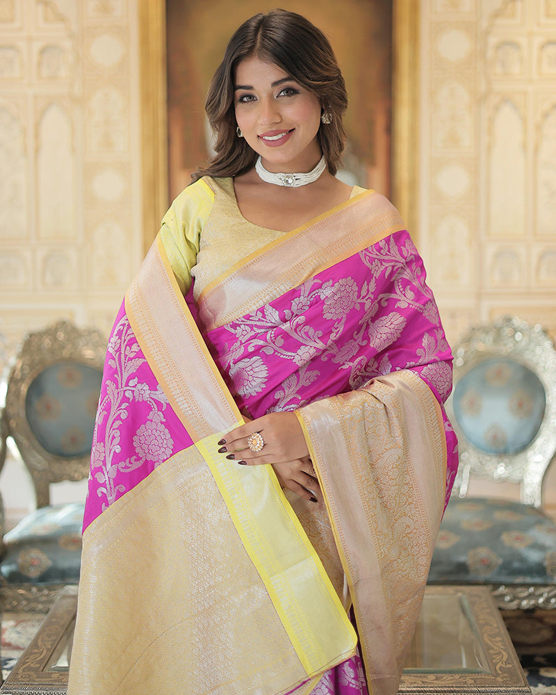 Pink Color Kanjivaram Soft Silk Saree