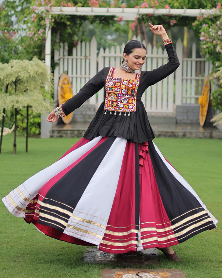 Red Black Color Pure Cotton Navratri Lehenga Choli