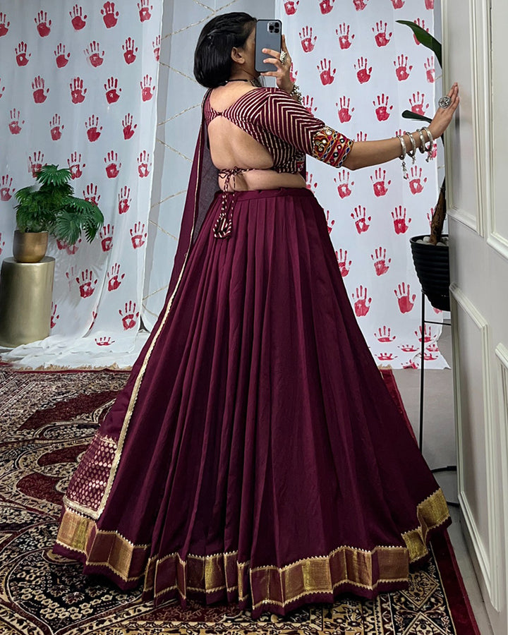 Wine Color Pure Chanderi Navratri Lehenga Choli
