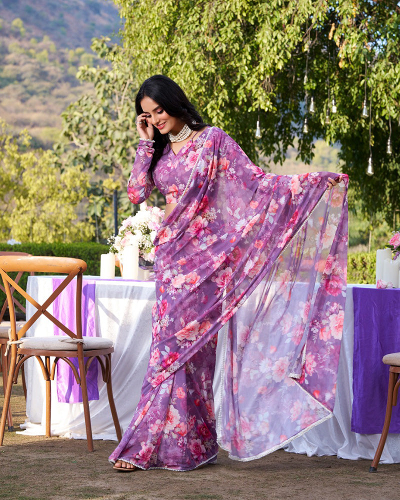 Onion Color Weightless Marble Saree