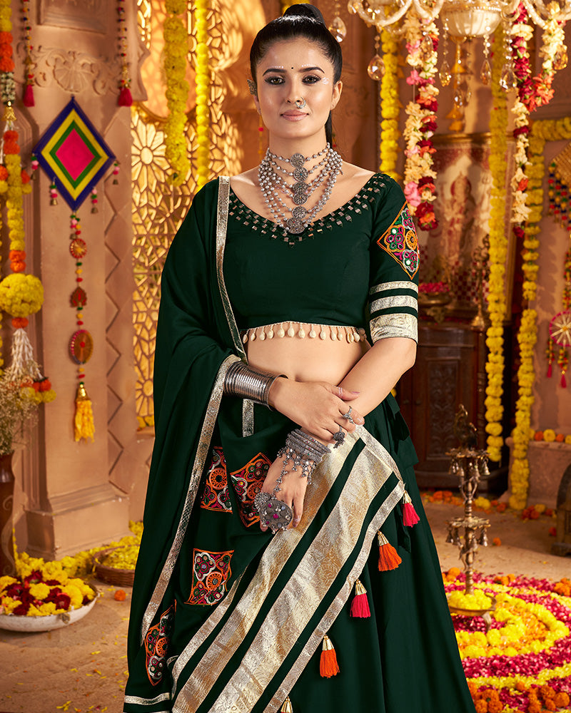 Green Navratri Lehenga Choli With Stunning Embroidery