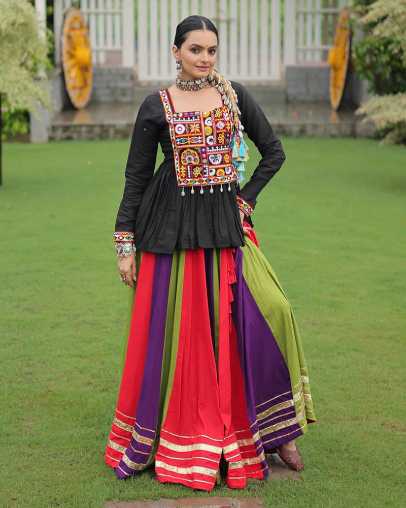 Orange Wine Color Pure Cotton Navratri Lehenga Choli