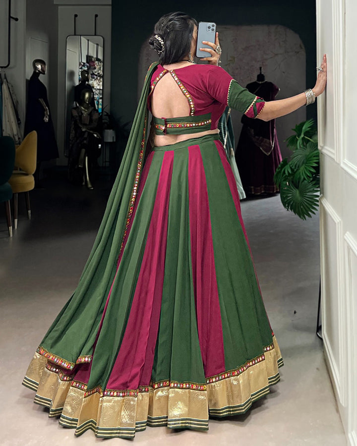 Elegant Dual-Tone Green and Magenta Navtratri Lehenga Choli