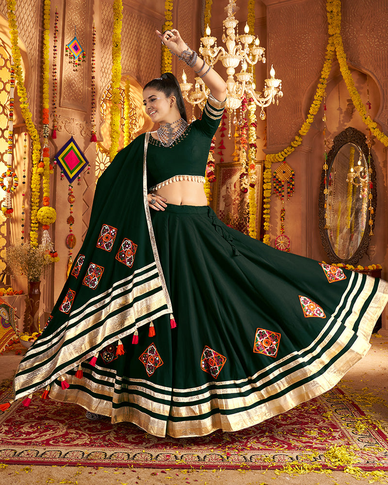 Green Navratri Lehenga Choli With Stunning Embroidery