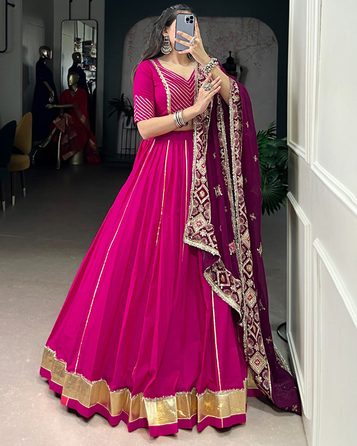 Traditional Pink Color Pure Cotton Lehenga Choli