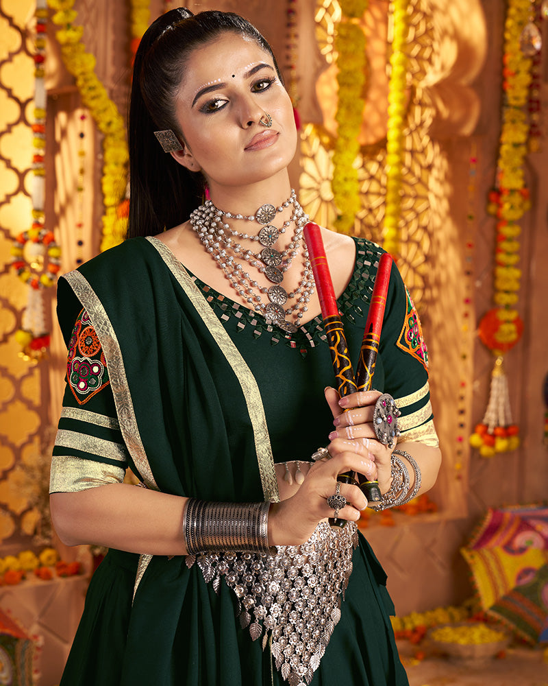 Green Navratri Lehenga Choli With Stunning Embroidery