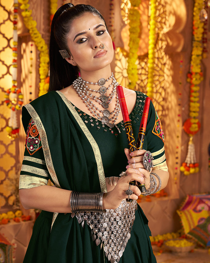 Green Navratri Lehenga Choli With Stunning Embroidery