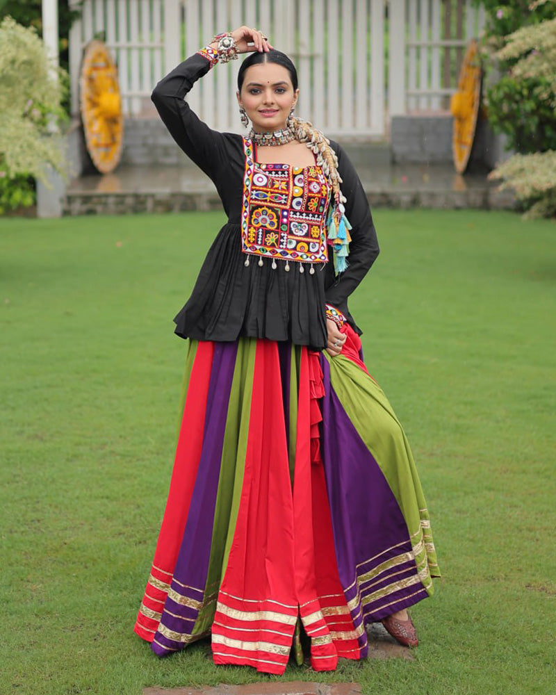 Orange Wine Color Pure Cotton Navratri Lehenga Choli