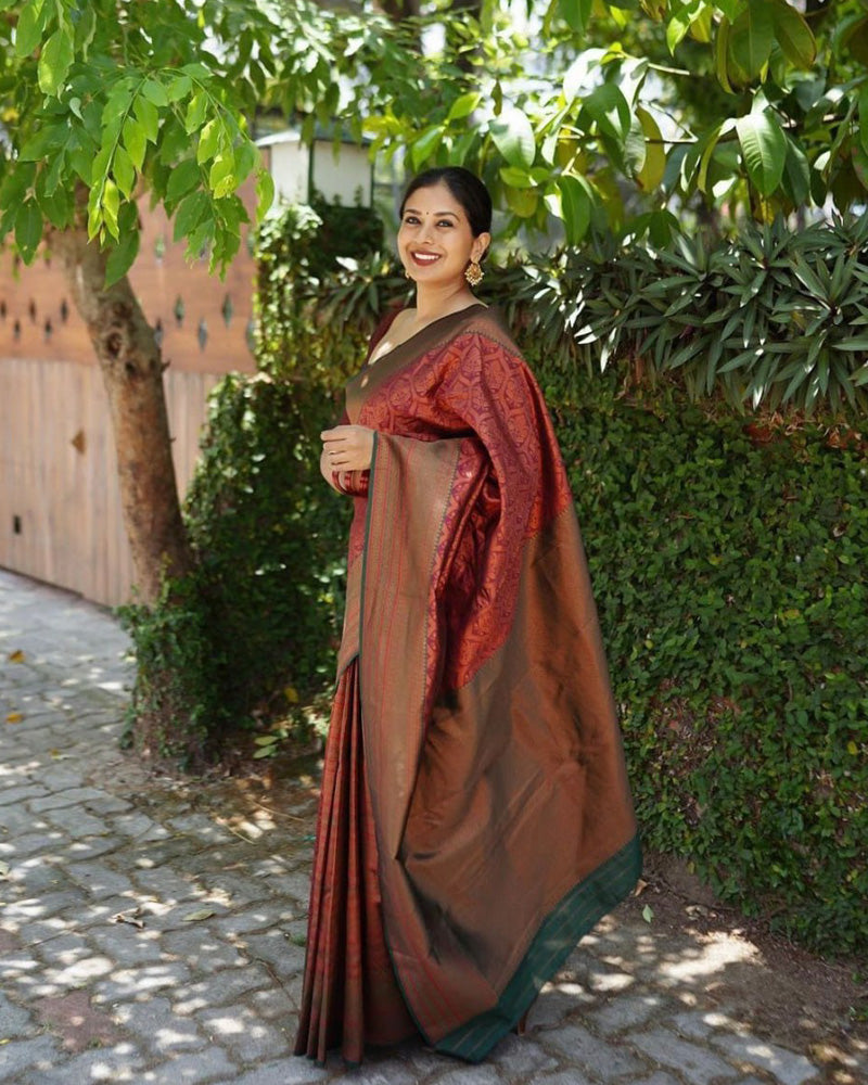 Brown Color Soft Lichi Silk Saree