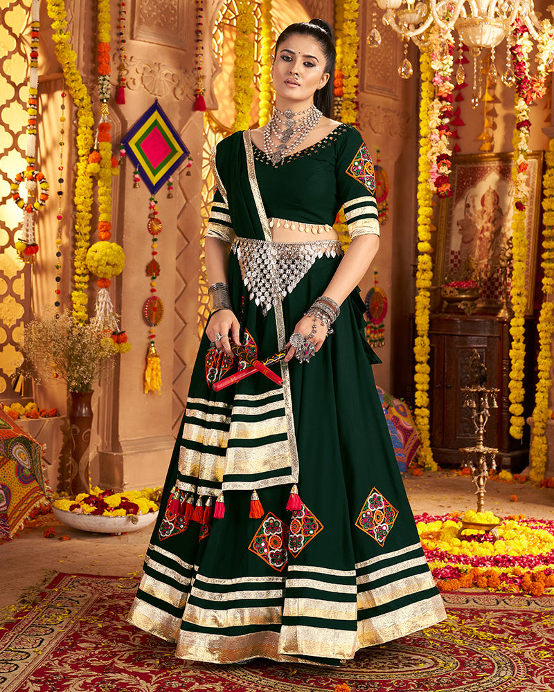 Green Navratri Lehenga Choli With Stunning Embroidery