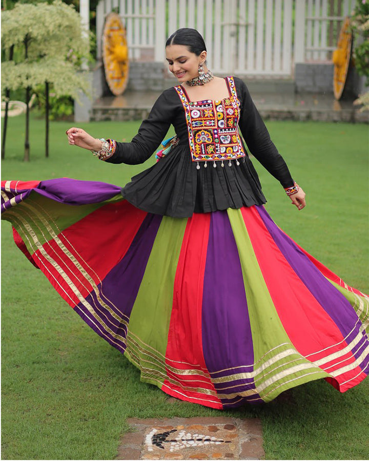 Orange Wine Color Pure Cotton Navratri Lehenga Choli