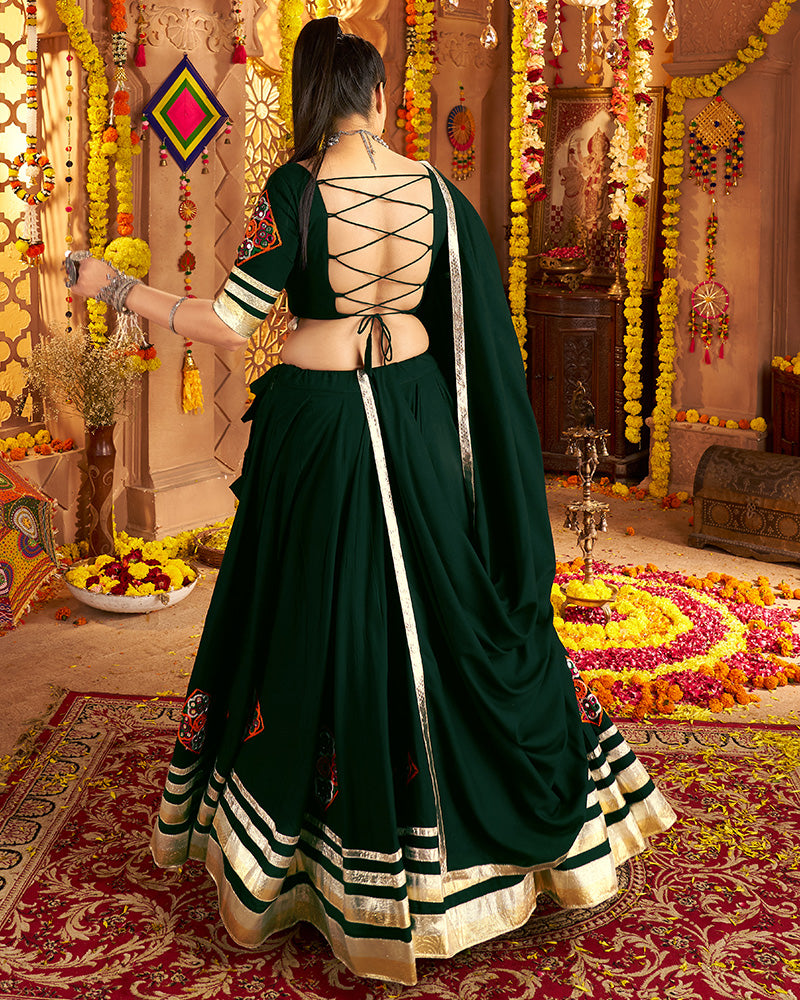 Green Navratri Lehenga Choli With Stunning Embroidery