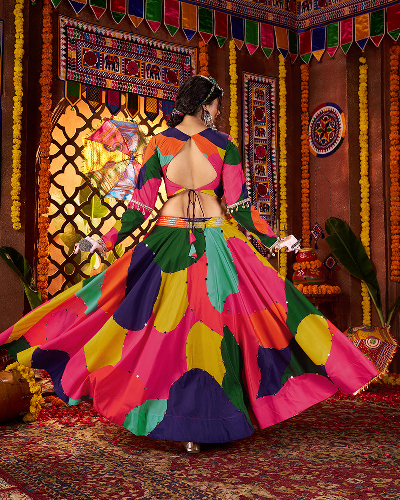Splash Color Maslin Circular Pattern Navratri Chaniya Choli