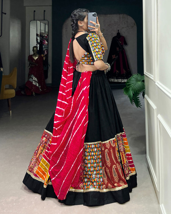 Multi Black Color Pure Rayon Navratri Lehenga Choli