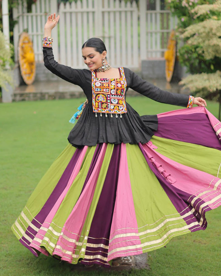 Pink Wine Color Pure Cotton Navratri Lehenga Choli