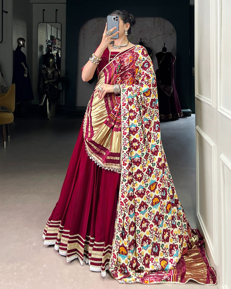 Maroon Color Georgette Silk Navratri Lehenga Choli