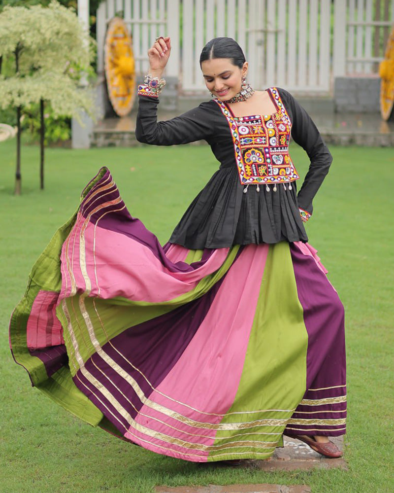 Pink Wine Color Pure Cotton Navratri Lehenga Choli