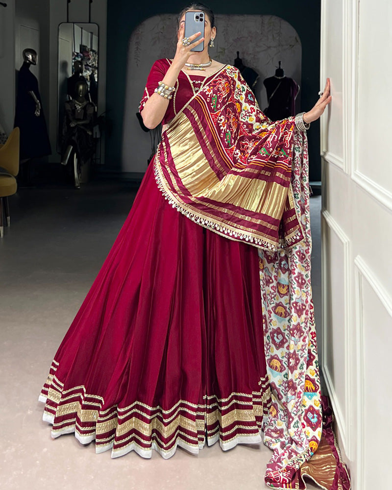 Maroon Color Georgette Silk Navratri Lehenga Choli