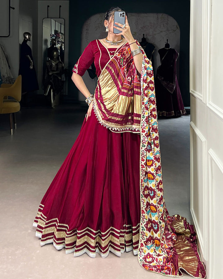 Maroon Color Georgette Silk Navratri Lehenga Choli