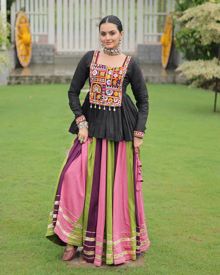 Pink Wine Color Pure Cotton Navratri Lehenga Choli