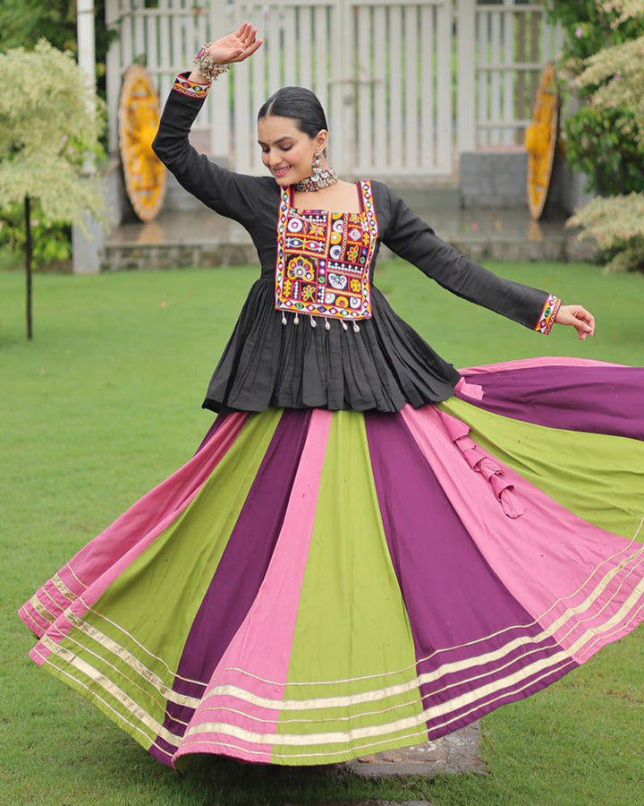 Pink Wine Color Pure Cotton Navratri Lehenga Choli