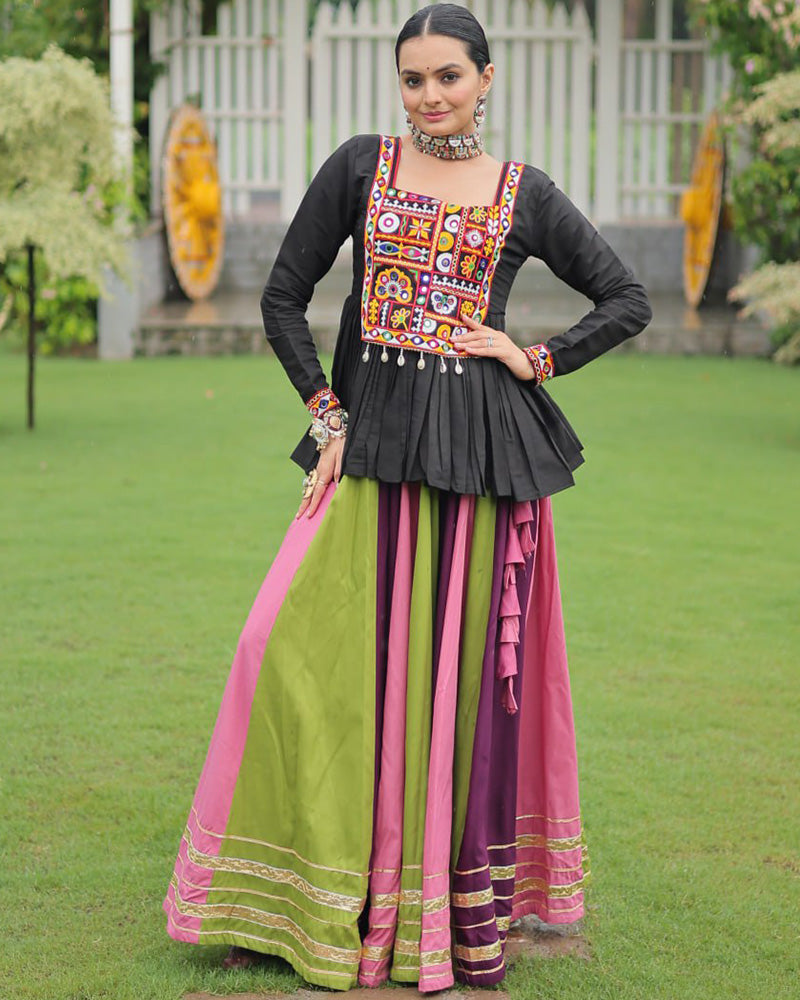 Pink Wine Color Pure Cotton Navratri Lehenga Choli