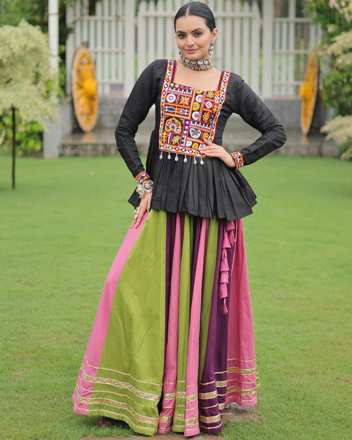 Pink Wine Color Pure Cotton Navratri Lehenga Choli