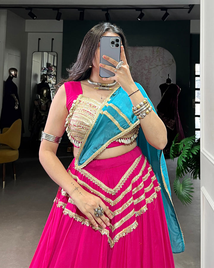 Traditional Pink Color Pure Rayon Lehenga Choli