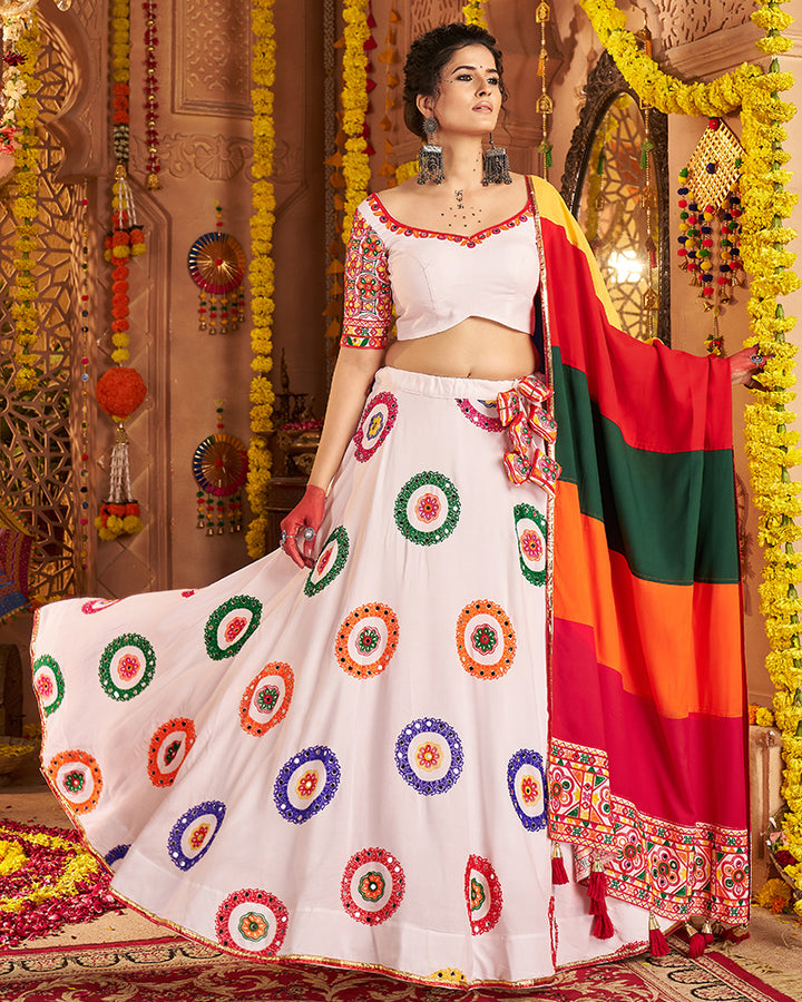 Designer White Embroidered Choli for Navratri Celebrations