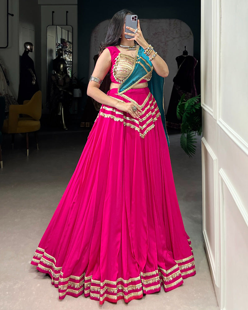 Traditional Pink Color Pure Rayon Lehenga Choli
