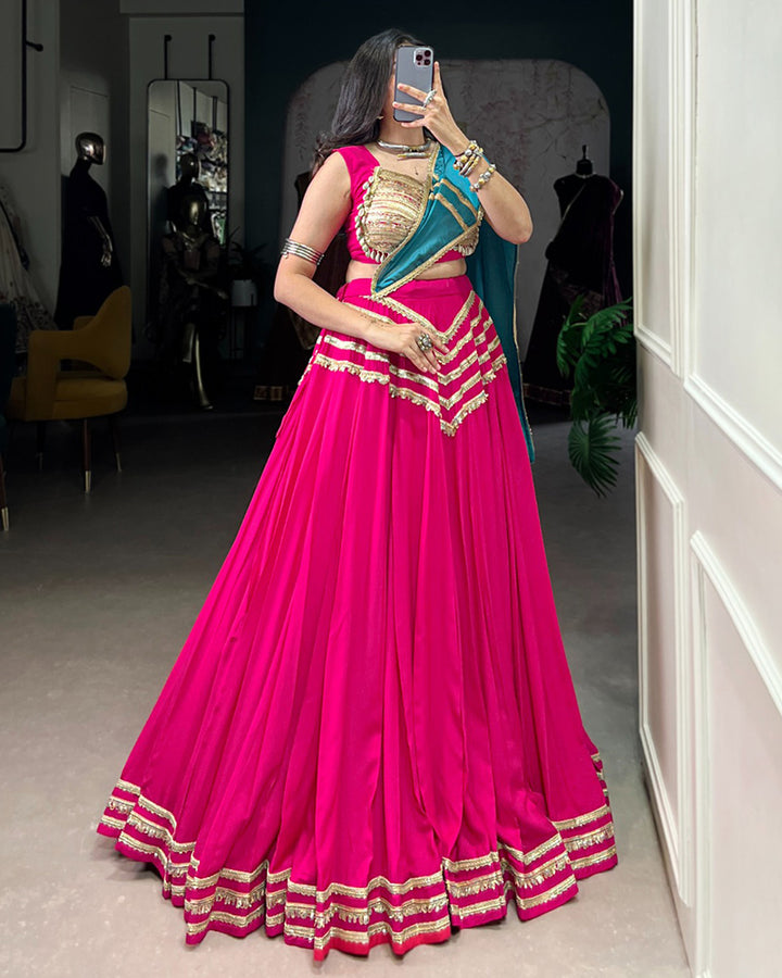 Traditional Pink Color Pure Rayon Lehenga Choli