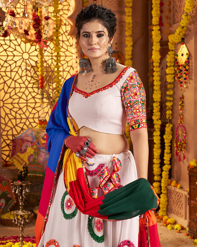 Designer White Embroidered Choli for Navratri Celebrations