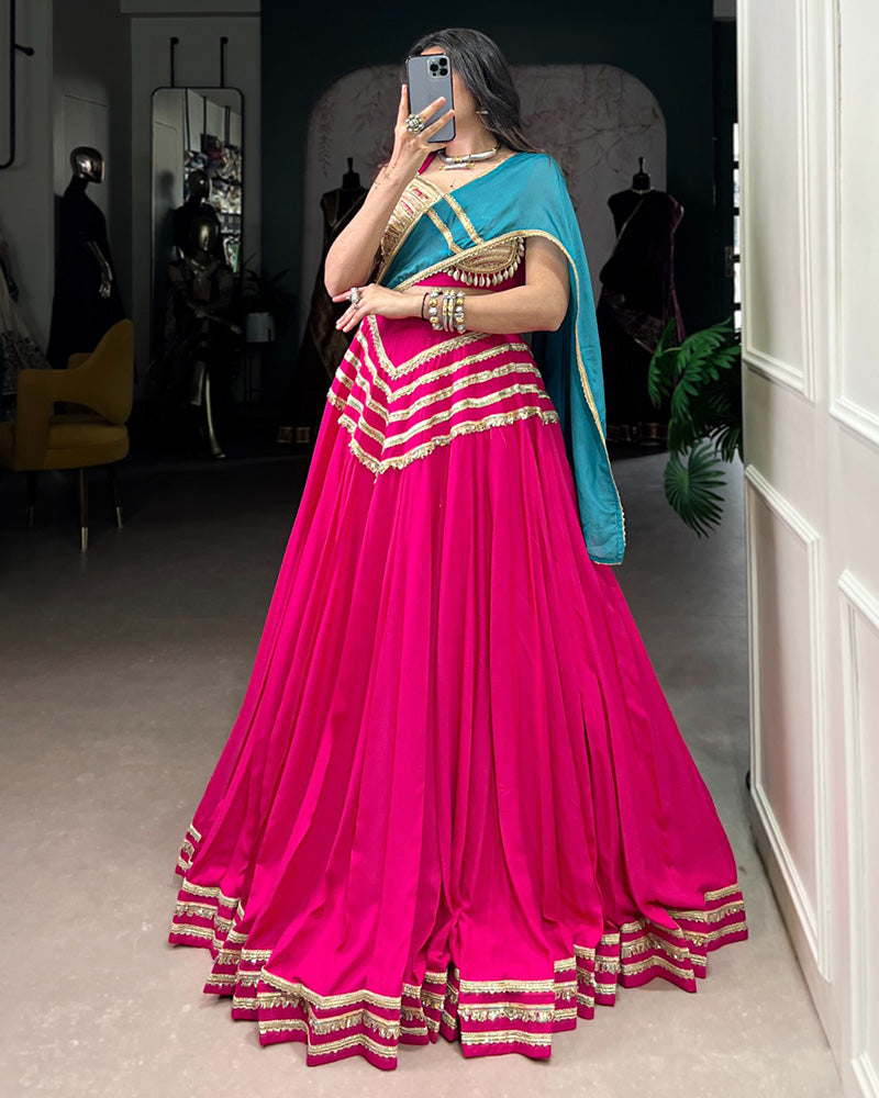 Traditional Pink Color Pure Rayon Lehenga Choli