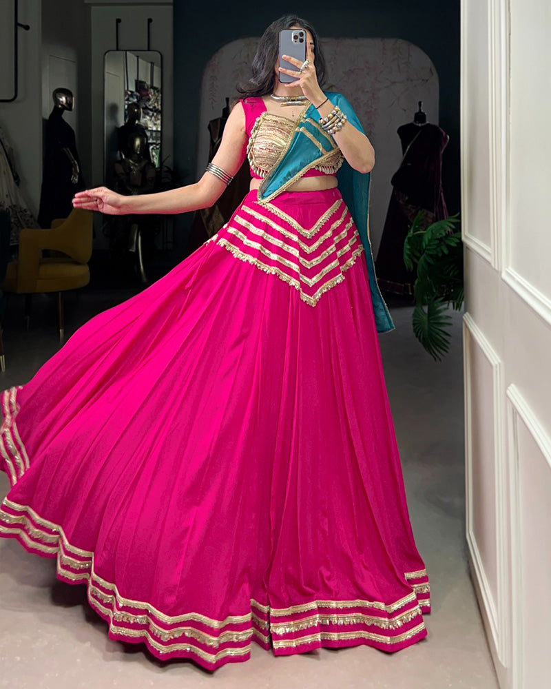 Traditional Pink Color Pure Rayon Lehenga Choli