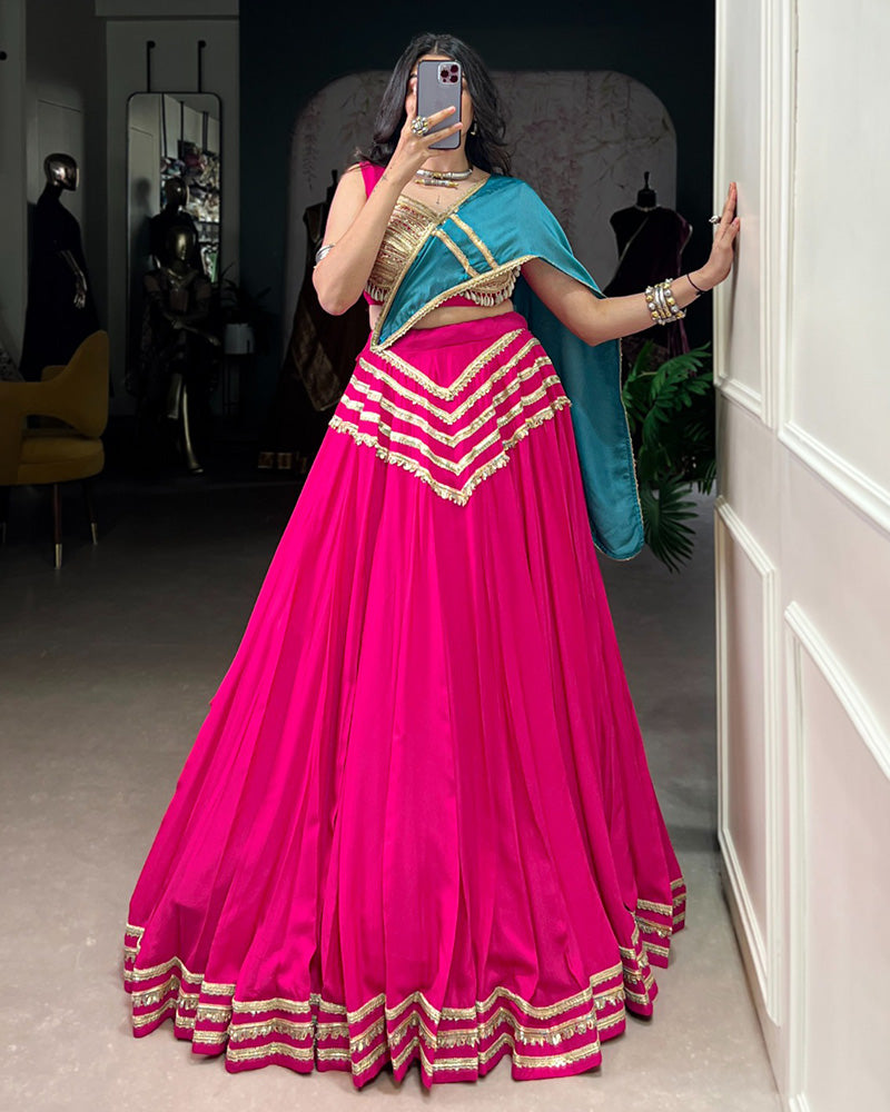Traditional Pink Color Pure Rayon Lehenga Choli