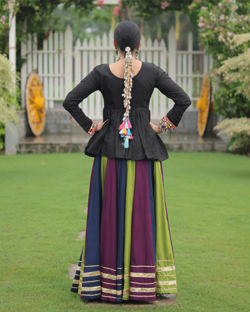 Parrot Wine Color Pure Cotton Navratri Lehenga Choli